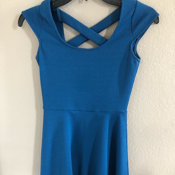 Blue Open Back Mini Dress - Picture 3 of 5